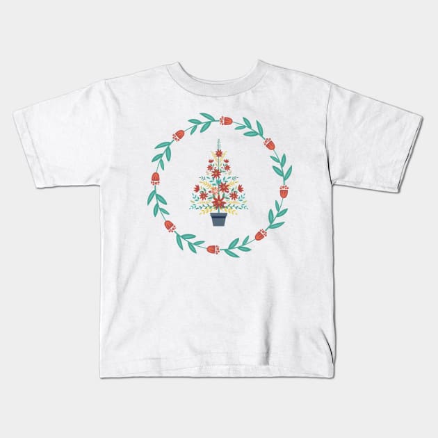 Retro Poinsettia Ornament Kids T-Shirt by SWON Design